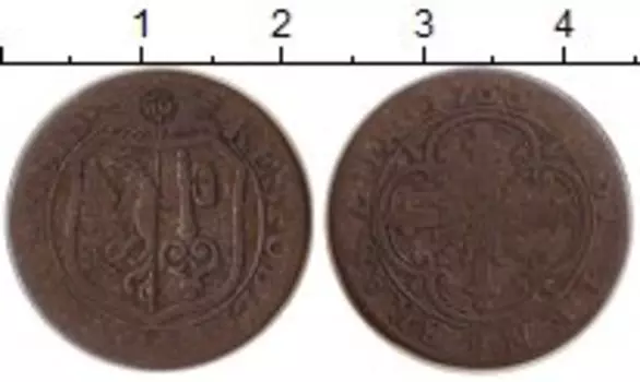 Монета 6 денье Женевы 1766 года Серебро