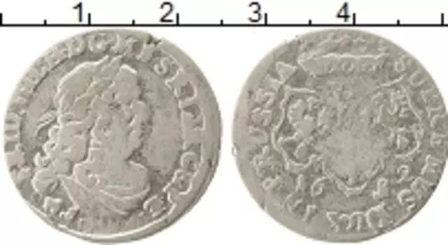 Монета 6 грошей Бранденбурга 1682 года Серебро Фридрих Вильгельм
