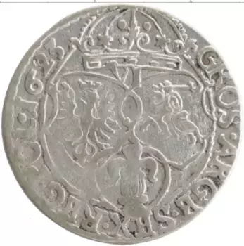 Монета 6 грошей Польши 1623 года Серебро Сигизмунд III