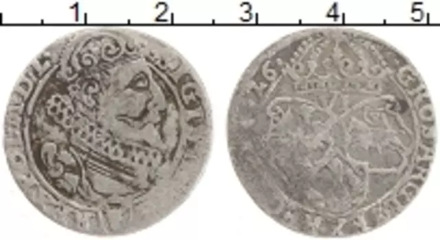 Монета 6 грошей Польши 1626 года Серебро Сигизмунд III