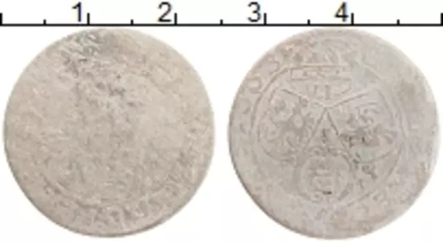 Монета 6 грошей Польши 1663 года Серебро Ян II Казимир