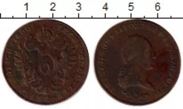 Монета 6 крейцеров Австрии 1800 года Медь