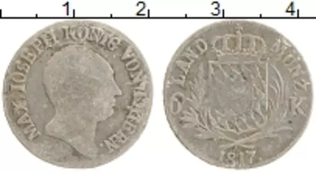 Монета 6 крейцеров Баварии 1817 года Серебро Максимилиан IV Иосиф