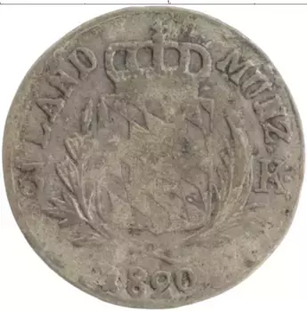 Монета 6 крейцеров Баварии 1820 года Серебро Максимилиан Иосиф