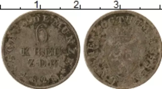 Монета 6 крейцеров Гессен-Дармштадта 1828 года Серебро