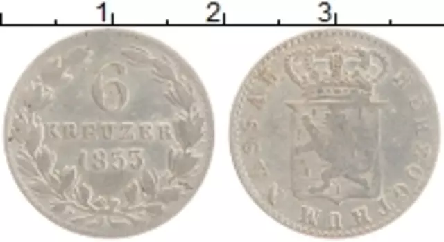 Монета 6 крейцеров Нассау 1833 года Серебро