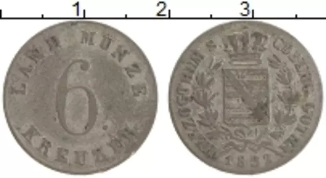 Монета 6 крейцеров Саксе-Кобург-Готы 1852 года Серебро
