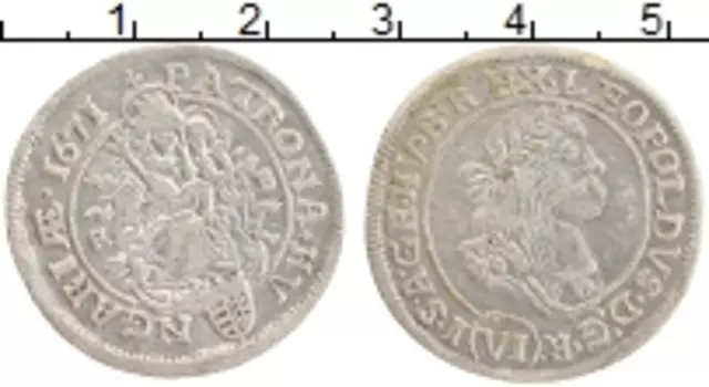 Монета 6 крейцеров Венгрии 1671 года Серебро Леопольд