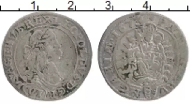 Монета 6 крейцеров Венгрии 1673 года Серебро Леопольд