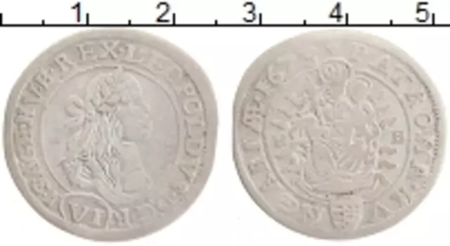 Монета 6 крейцеров Венгрии 1673 года Серебро Леопольд