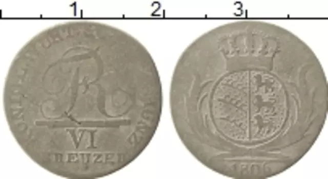 Монета 6 крейцеров Вюртемберга 1806 года Серебро KM#495