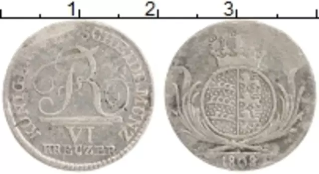 Монета 6 крейцеров Вюртемберга 1808 года Серебро