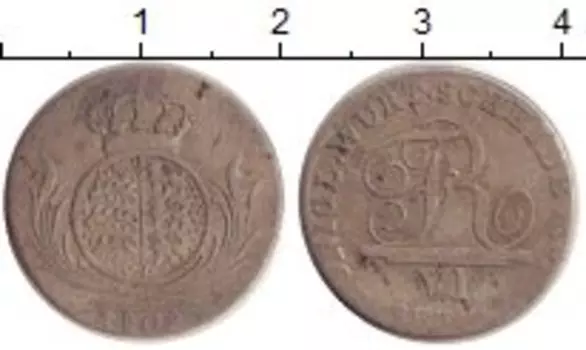 Монета 6 крейцеров Вюртемберга 1809 года Серебро Фридрих (KM# 494)
