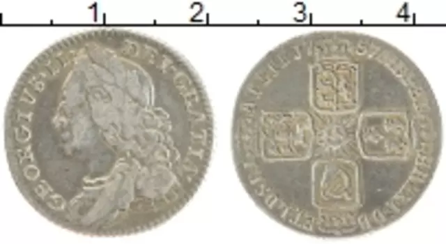 Монета 6 пенсов Англии 1757 года Серебро Георг II
