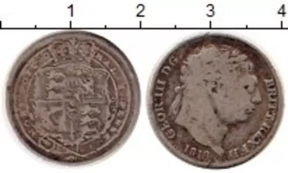Монета 6 пенсов Англии 1818 года Серебро Георг III