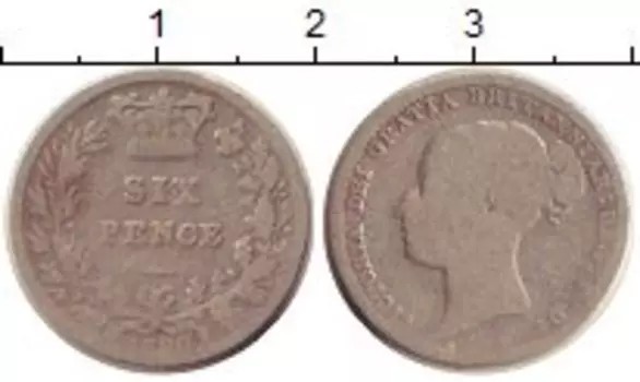 Монета 6 пенсов Англии 1880 года Серебро Виктория