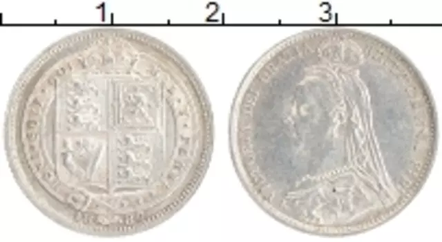 Монета 6 пенсов Англии 1887 года Серебро Виктория