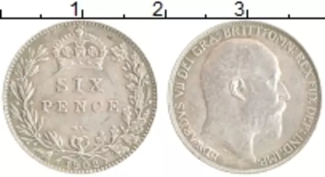 Монета 6 пенсов Англии 1902 года Серебро Эдвард VII