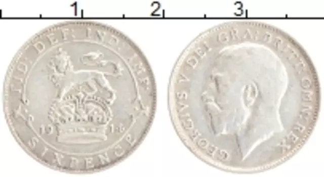 Монета 6 пенсов Англии 1914 года Серебро Георг V