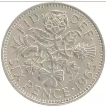 Монета 6 пенсов Англии 1965 года Медно-никель