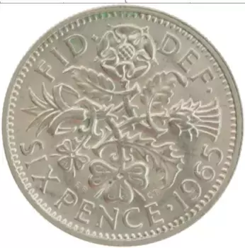 Монета 6 пенсов Англии 1965 года Медно-никель