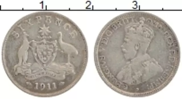 Монета 6 пенсов Австралии 1911 года Серебро Георг V