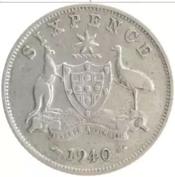 Монета 6 пенсов Австралии 1940 года Серебро Георг VI