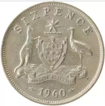 Монета 6 пенсов Австралии 1960 года Серебро Елизавета II