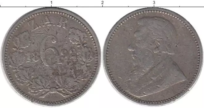Монета 6 пенсов Южно Африканской Республики 1892 года Серебро