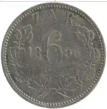 Монета 6 пенсов Южно Африканской Республики 1896 года Серебро Пауль Крюгер