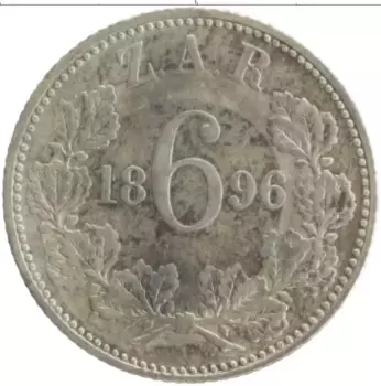 Монета 6 пенсов Южно Африканской Республики 1896 года Серебро Пауль Крюгер
