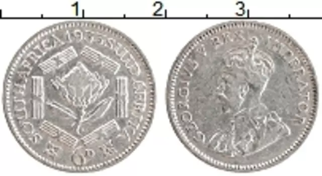 Монета 6 пенсов Южно Африканской Республики 1933 года Серебро Георг V