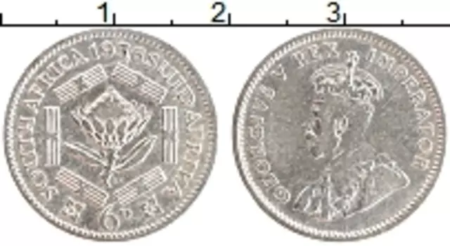 Монета 6 пенсов Южно Африканской Республики 1936 года Серебро Георг V