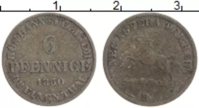 Монета 6 пфеннигов Ганновера 1850 года Серебро В