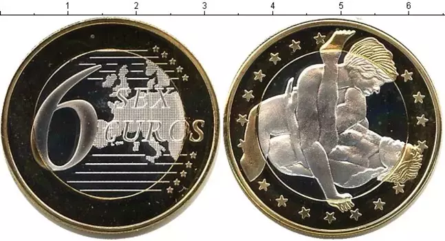 Монета 6 секс евро Германии Биметалл Сувенир