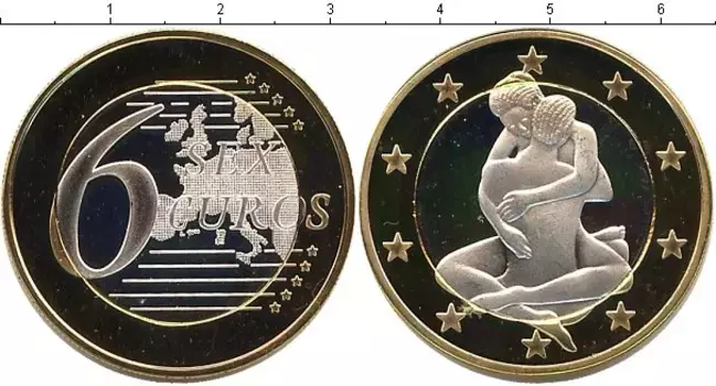 Монета 6 секс евро Германии Биметалл Сувенир