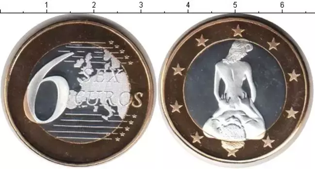 Монета 6 секс евро Германии Биметалл Сувенир
