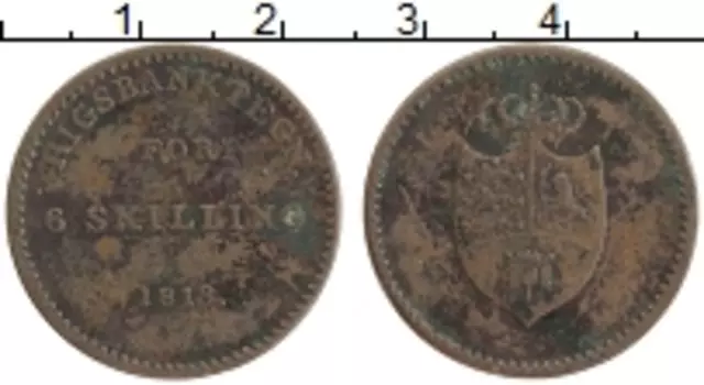 Монета 6 скиллингов Дании 1813 года Медь Фредерик VI