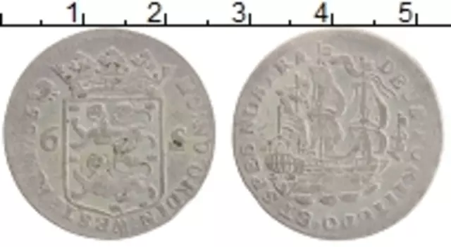 Монета 6 стюверов Западной Фризии 1755 года Серебро