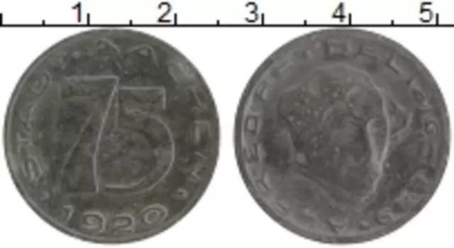 Монета 75 пфеннигов Германия : Нотгельды 1920 года Цинк Аахен