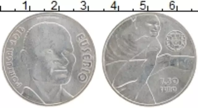 Монета 7 1/2 евро Португалии 2016 года Серебро Кумиры спорта - Эйсебио
