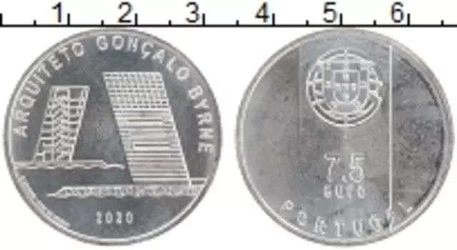 Монета 7 1/2 евро Португалии 2020 года Серебро Архитектура Португалии