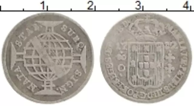 Монета 80 рейс Бразилии 1782 года Серебро Португальская колония