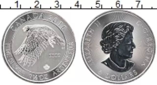 Монета 8 долларов Канады 2016 года Серебро Елизавета II