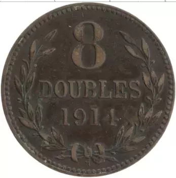 Монета 8 дублей Гернси 1911 года Бронза Н