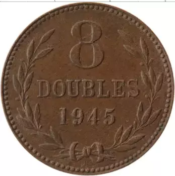 Монета 8 дублей Гернси 1945 года Бронза Н