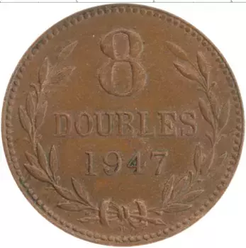 Монета 8 дублей Гернси 1947 года Бронза