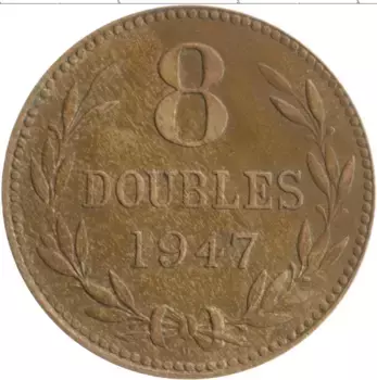 Монета 8 дублей Гернси 1947 года Бронза