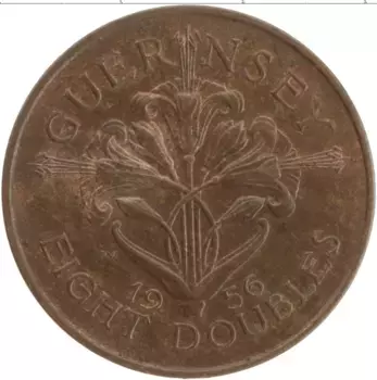 Монета 8 дублей Гернси 1956 года Бронза