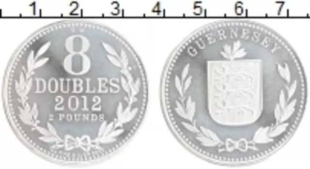 Монета 8 дублей Гернси 2012 года Серебро UNUSUAL